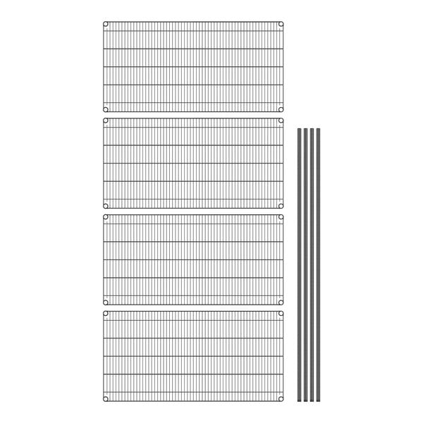 A white rectangular wire grid with black metal bars.