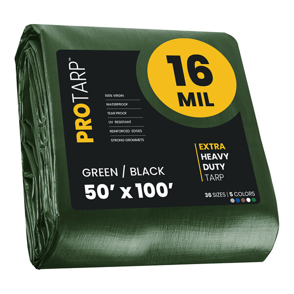 A green ProTarp roll with yellow label.