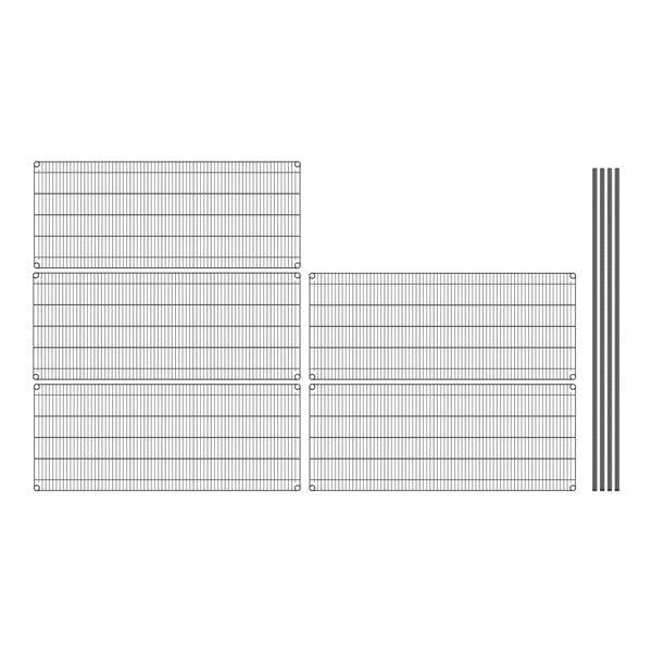 A grid of metal rods with a white background.
