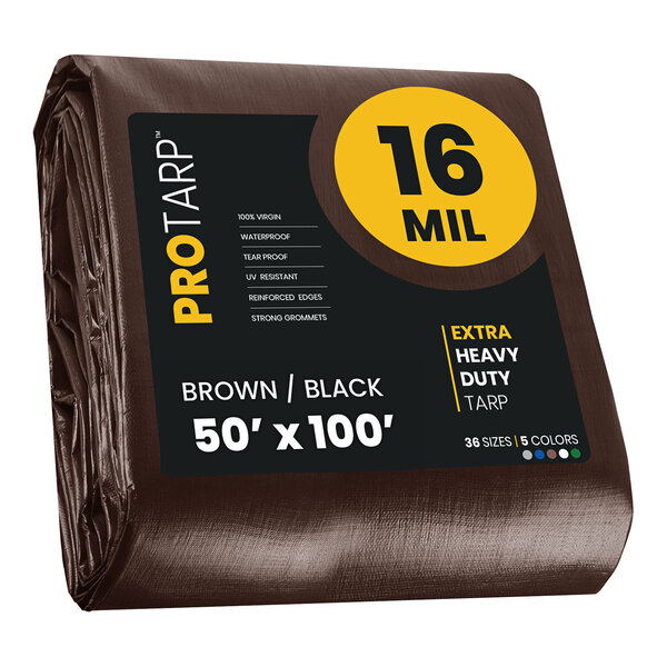 A brown and black ProTarp with reinforced edges.