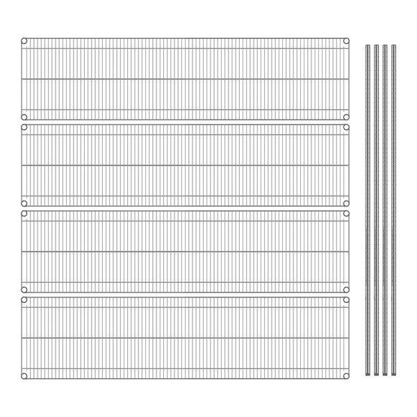 A drawing of a Steelton wire grid shelf with metal rods.