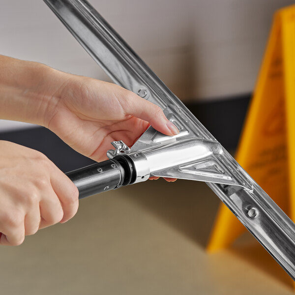 Lavex 30" Black Double Neoprene Foam Floor Squeegee with Metal Frame and 60" Wood Handle