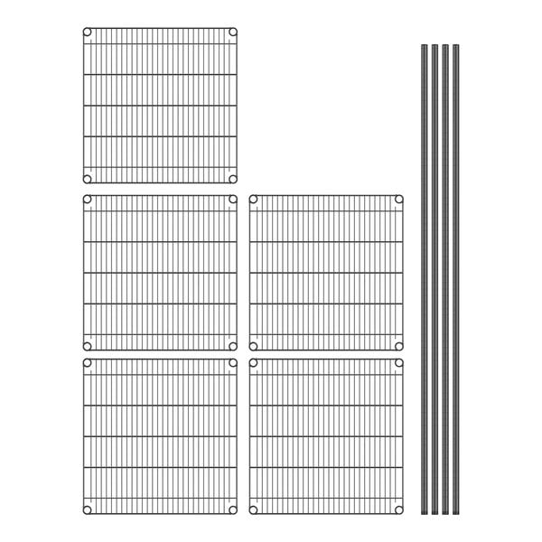 A set of wire mesh grids with metal posts.