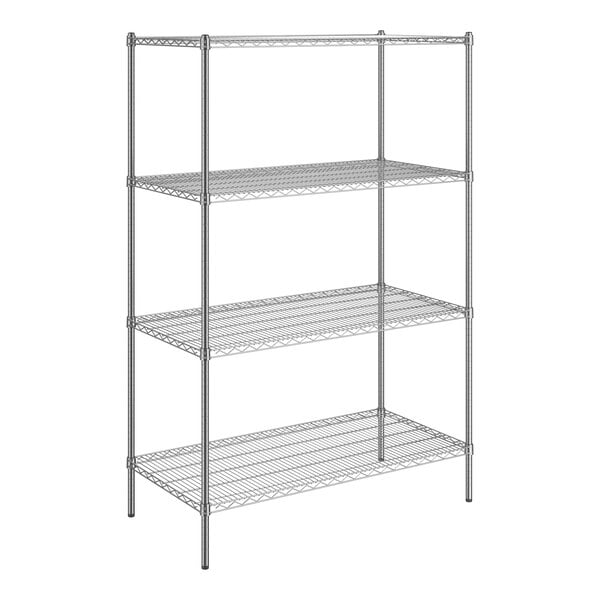 A Steelton NSF chrome wire shelving kit with four shelves.