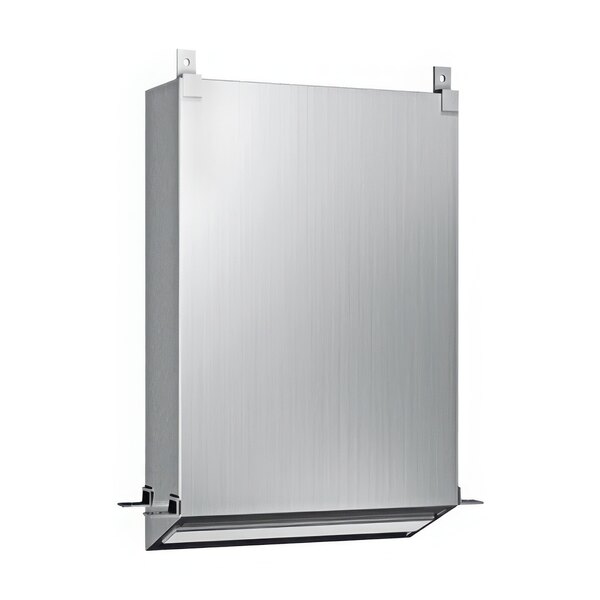 An American Specialties, Inc. stainless steel recessed paper towel dispenser with a door.