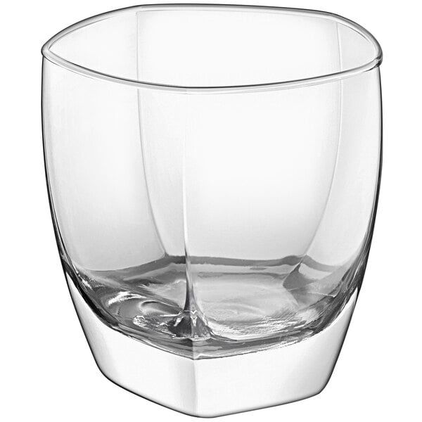 A clear Sensation rocks glass with a curved bottom.