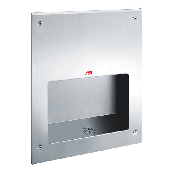 A stainless steel, wall-mounted automatic high-speed hand dryer designed for ADA compliance and anti-ligature safety.