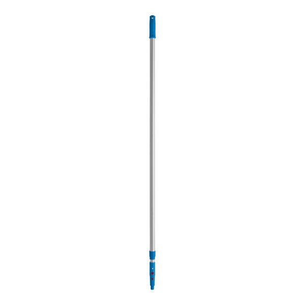 A white and blue Lavex telescopic pole with a black stripe.