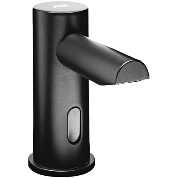 An American Specialties, Inc. matte black liquid foaming soap dispenser on a white counter.