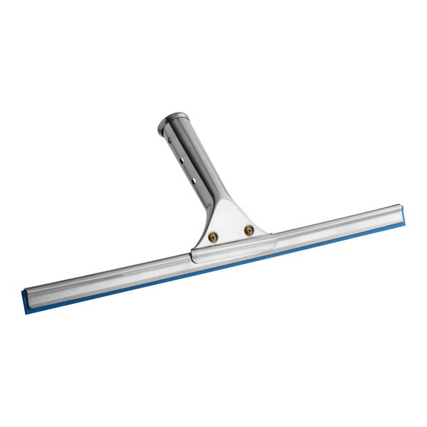 A Lavex window squeegee with a blue rubber handle.