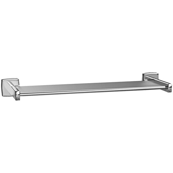 A stainless steel American Specialties towel shelf.