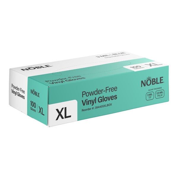 Noble Powder-Free Disposable Blue 3 Mil Thick Vinyl Gloves for Foodservice - Extra Large - 1,000/Case