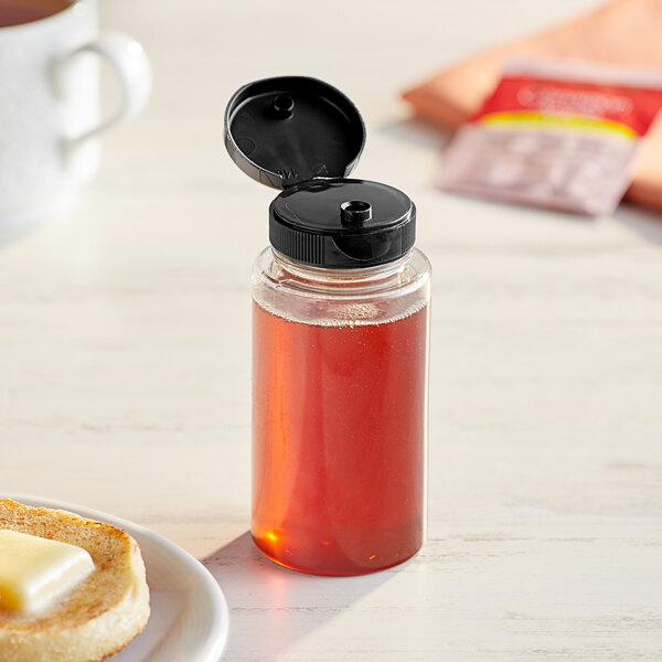 5.5 oz. (8 oz. Honey Weight) Cylinder PET Clear Sauce Bottle with