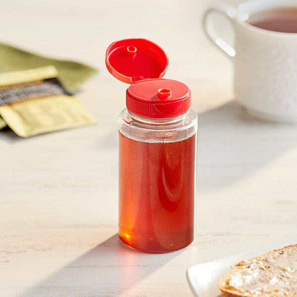 5.5 oz. (8 oz. Honey Weight) Cylinder PET Clear Sauce Bottle with