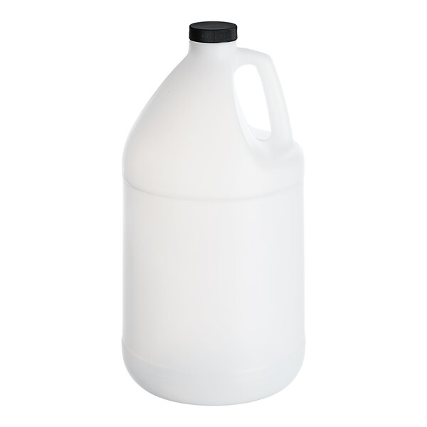 A white jug with a black ribbed lid and handle.