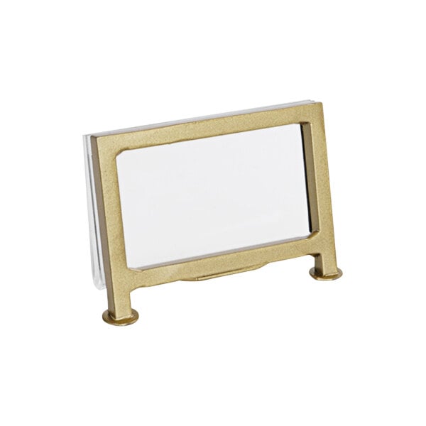A gold frame with a white background.