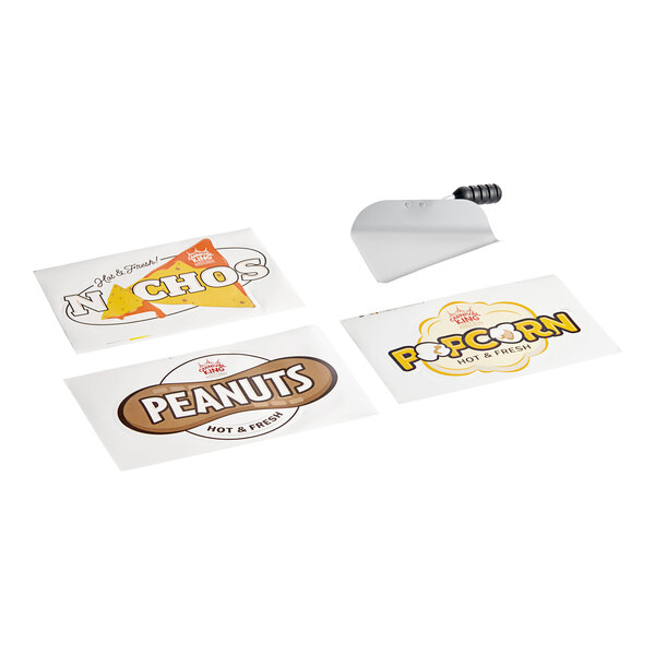 A Carnival King nacho chip, popcorn, and peanut warmer with a peanut and chocolate bar sticker.