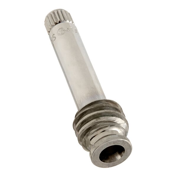 A metal spindle with a metal cap threaded on one end.