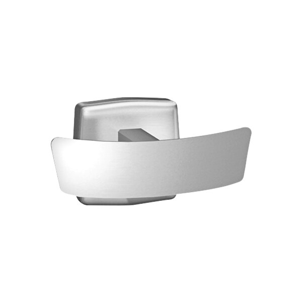 A close-up of a stainless steel American Specialties, Inc. double robe hook.