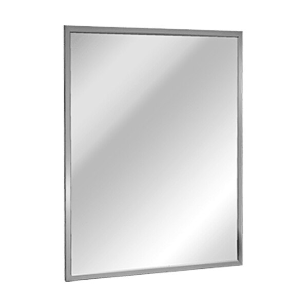 An American Specialties, Inc. rectangular mirror with a stainless steel frame.