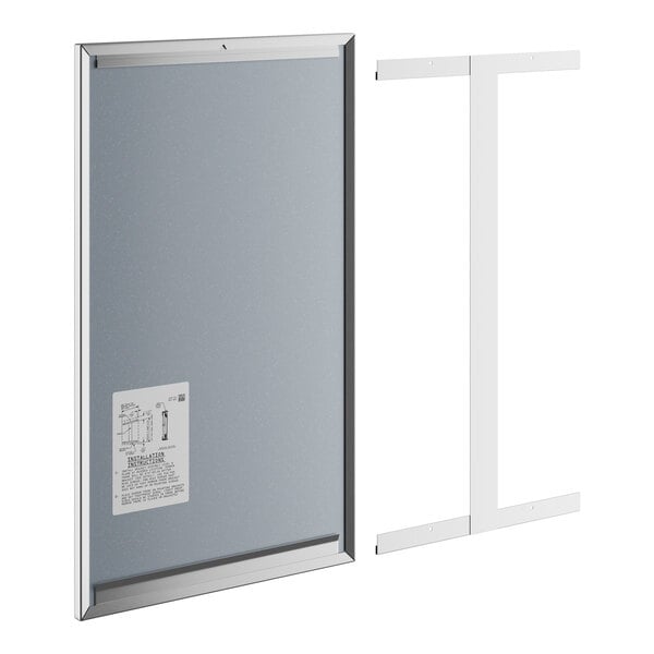 An American Specialties, Inc. rectangular plate glass mirror with a stainless steel frame.