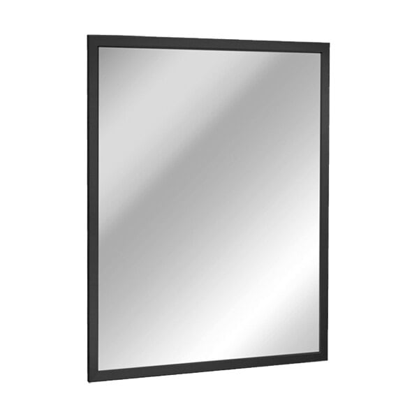 A rectangular mirror with a black frame.