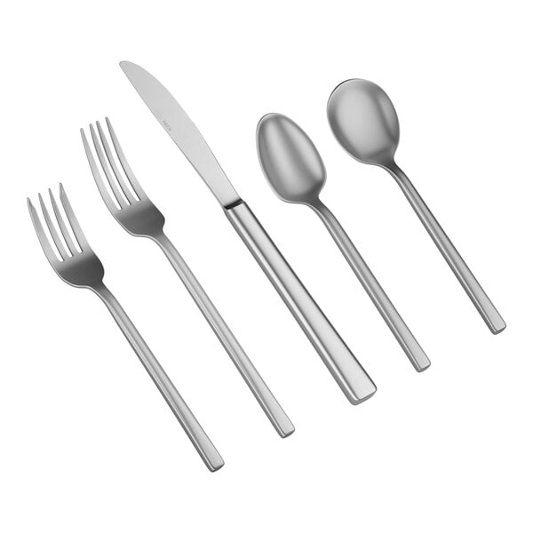 Acopa Phoenix Satin 18/0 Stainless Steel Forged Flatware Set with Service for 12 - 60/Case