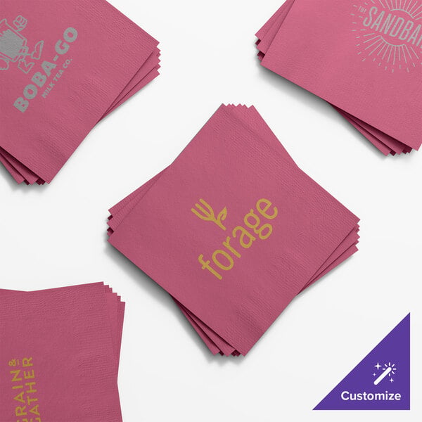 Choice Burgundy 2-Ply Customizable Beverage / Cocktail Napkin - 1,000/Case