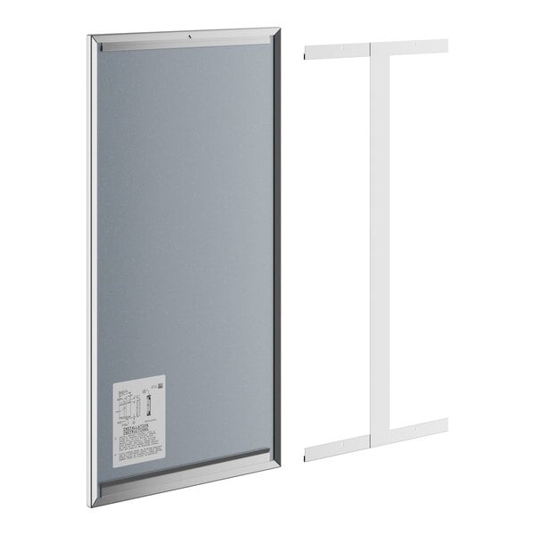 An American Specialties, Inc. rectangular plate glass mirror with a stainless steel frame.