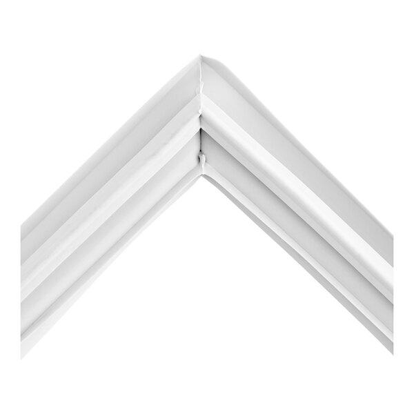 A close-up of a white corner door gasket.