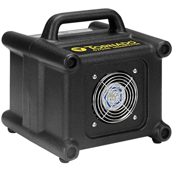 A black Tornado ozone generator air purifier.