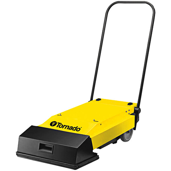 A yellow and black Tornado walk-behind floor cleaner.