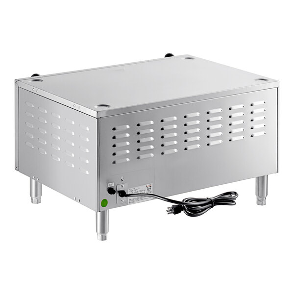 A silver Avantco countertop deck oven with a black cord.