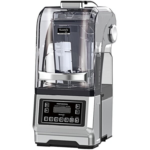 A Kuvings commercial blender with a clear container on top.