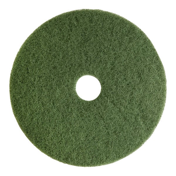 A green Lavex Basics circular floor pad with a hole in the middle.