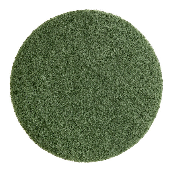 A green circular Lavex Basics floor machine pad.