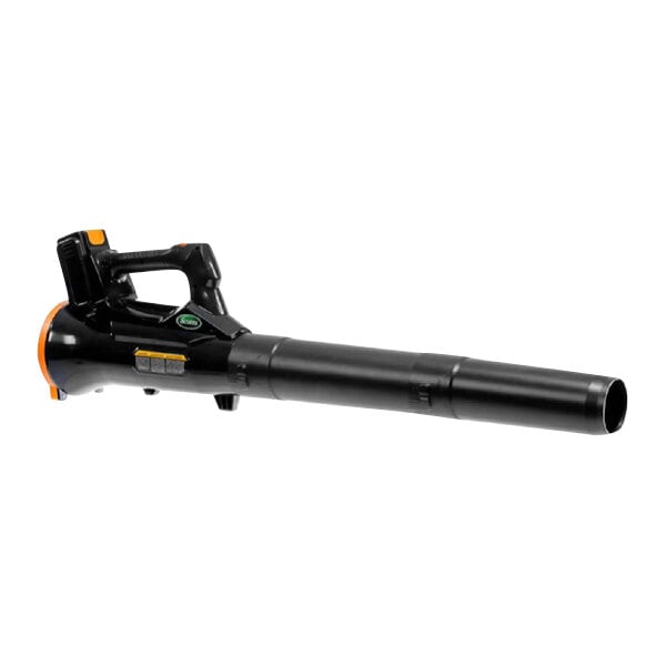 A black and orange Scotts cordless leaf blower tube.