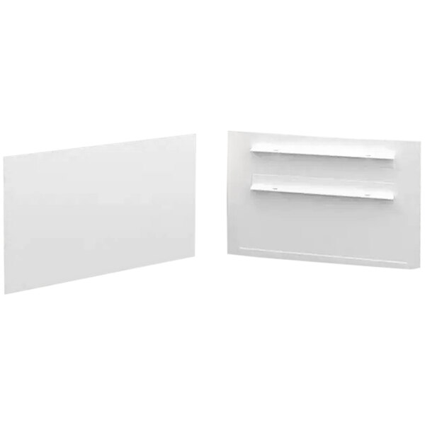 A white rectangular end privacy panel for a glass display case on a white background.