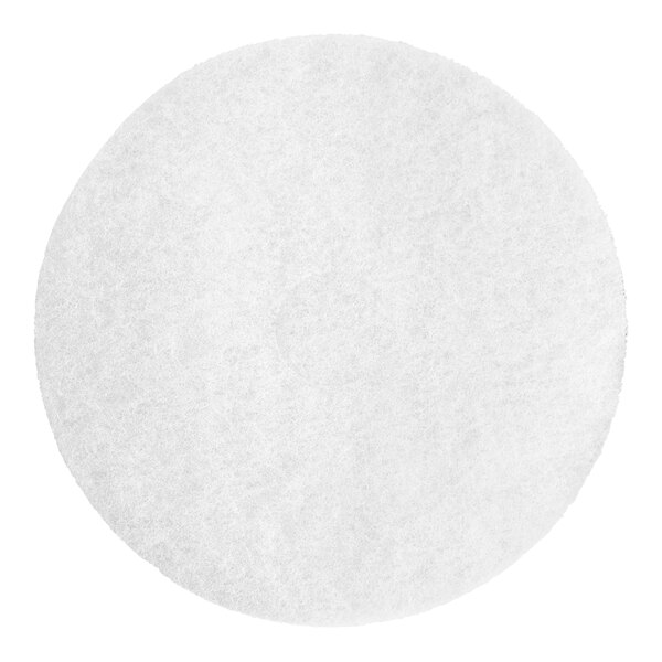 A close-up of a white Lavex Basics polishing pad.