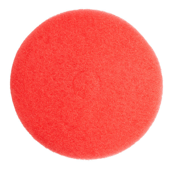 A red Lavex Basics buffing pad with a hole in the middle.