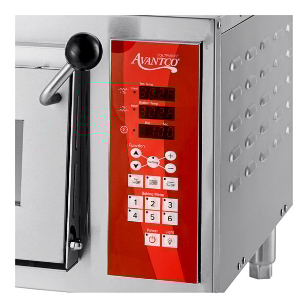 An Avantco double deck countertop bakery oven with red and silver digital controls.