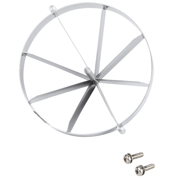 A circular metal Vollrath blade assembly with eight sections.