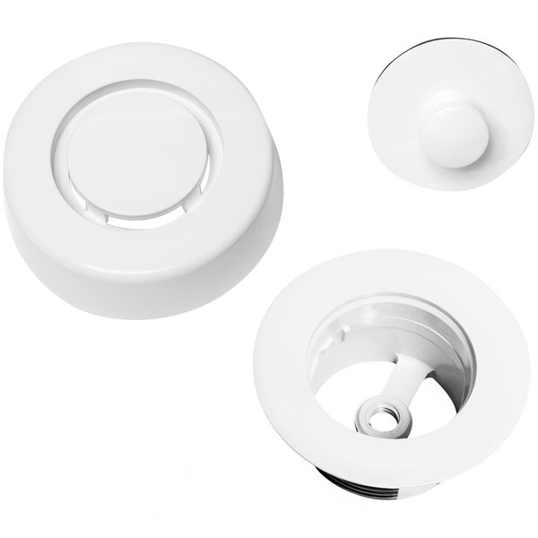 A white circular Dearborn push n' pull stopper trim kit.