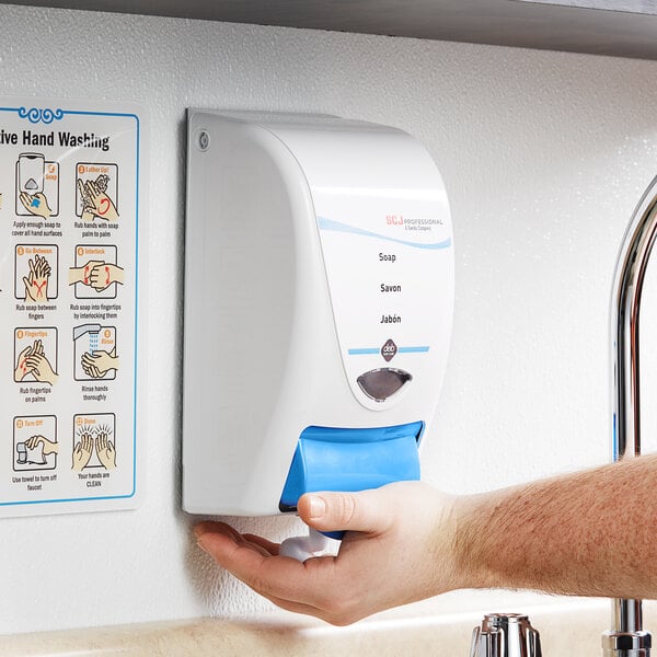 A close-up of a SC Johnson Professional Cleanse 1 liter foaming hand soap dispenser.