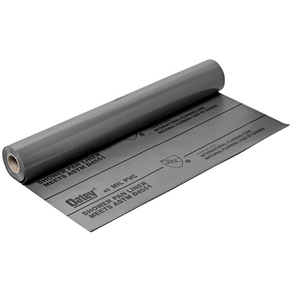 A roll of Oatey grey plastic pan liner.