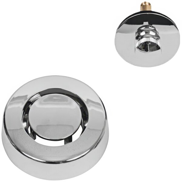 A chrome plated circular metal object with a hole in it.