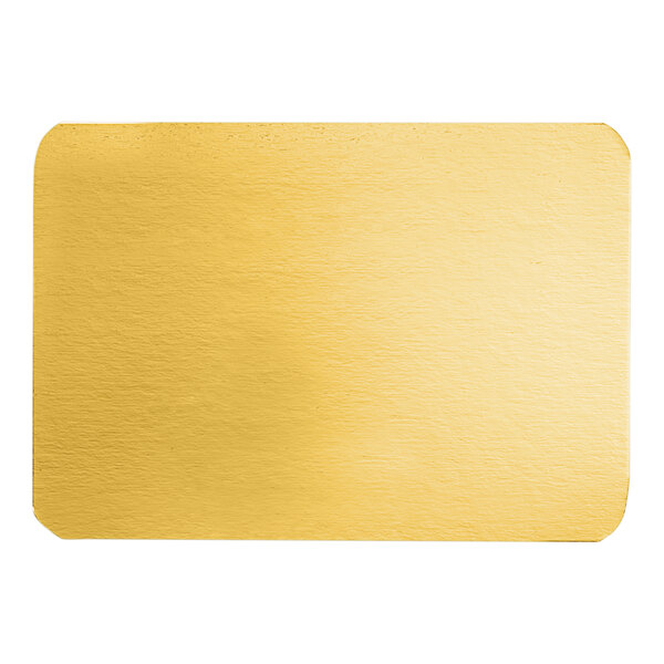 A gold rectangular Enjay dessert board with a white border.