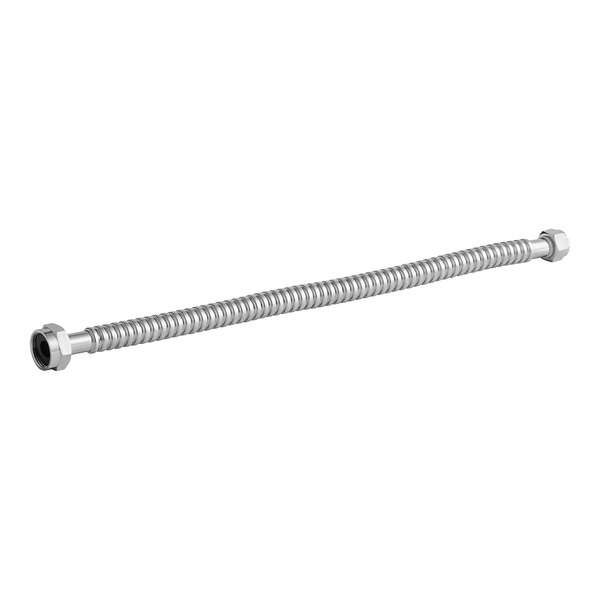 A stainless steel water heater connector with 3/4" and 1" female connections.