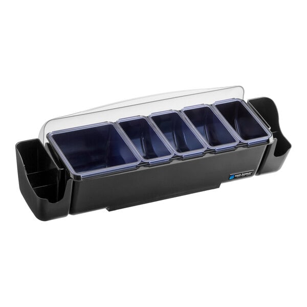 San Jamar BD4005S The Dome 5-Compartment Condiment Bar with Snap-On Caddies