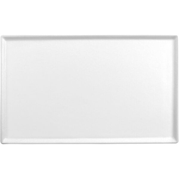 A white rectangular aluminum platter with a black border.